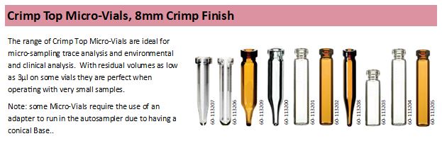 Q-Range Crimp Top Vials 8mm Crimp Finish